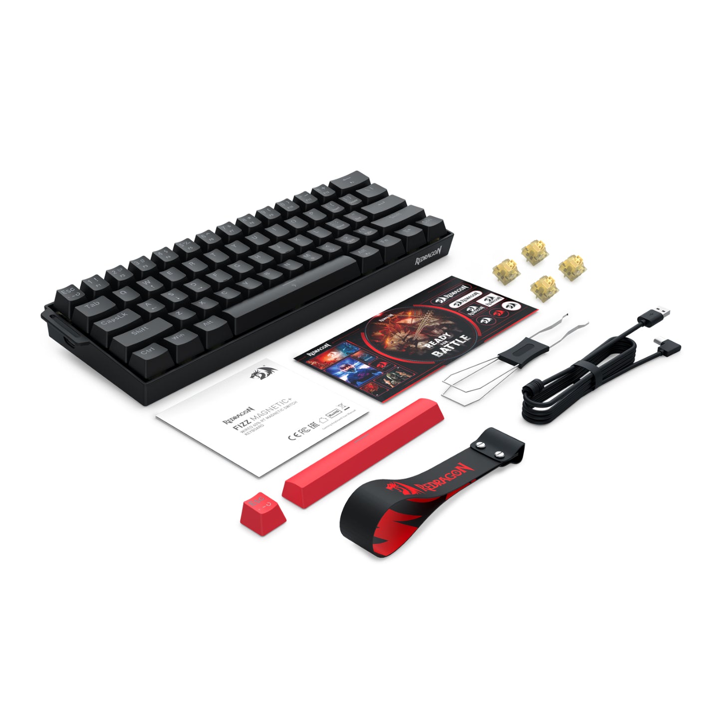Redragon FIZZ Magnetic Plus 60% RGB Gaming Keyboard - Black - alternate product view 6