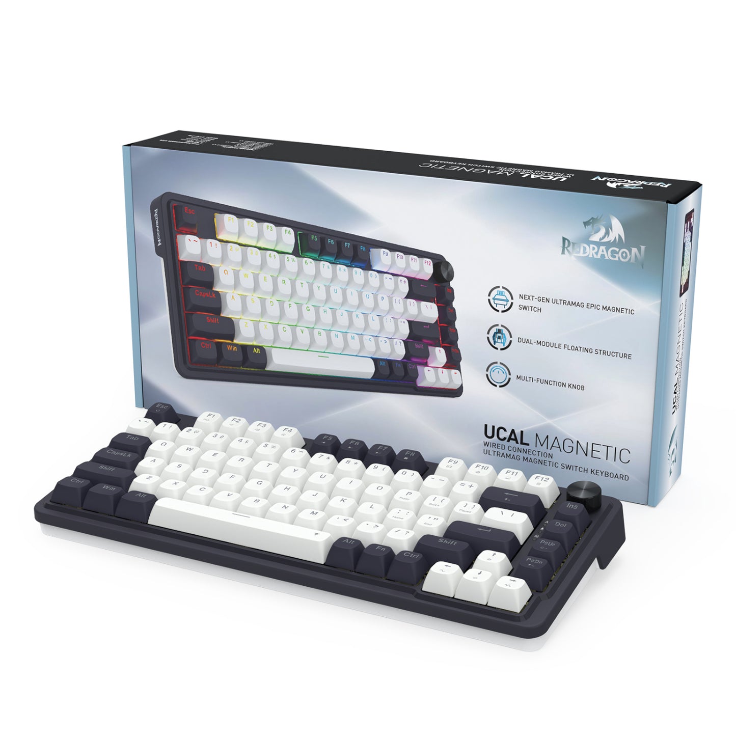 Redragon K673 UCAL 75% Magnetic Ultramag Switch Wired Keyboard - Black - alternate product view 7