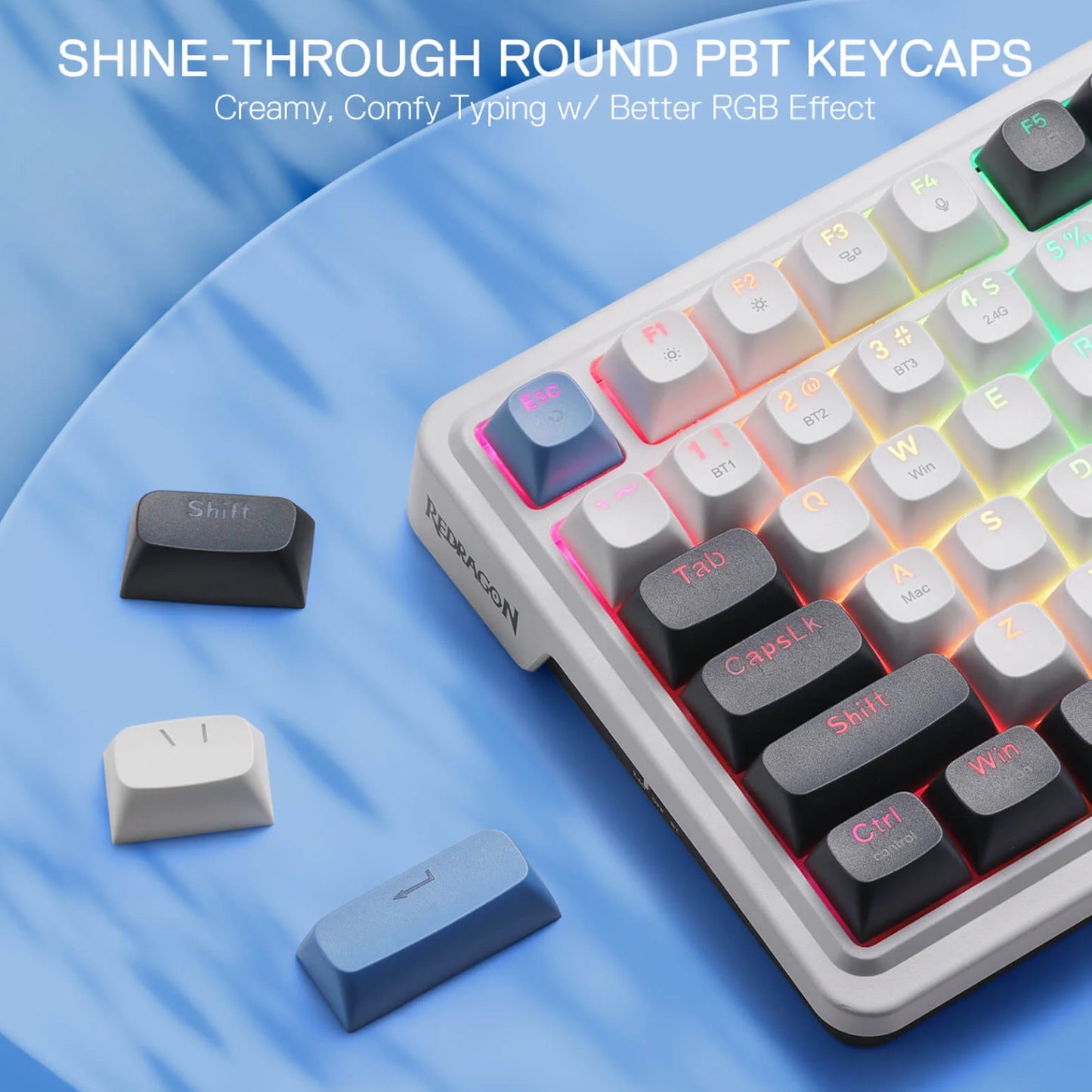 Redragon K719WGB GALATIN RGB PRO Full sized Wireless Gaming Keyboard - White - alternate product view 3