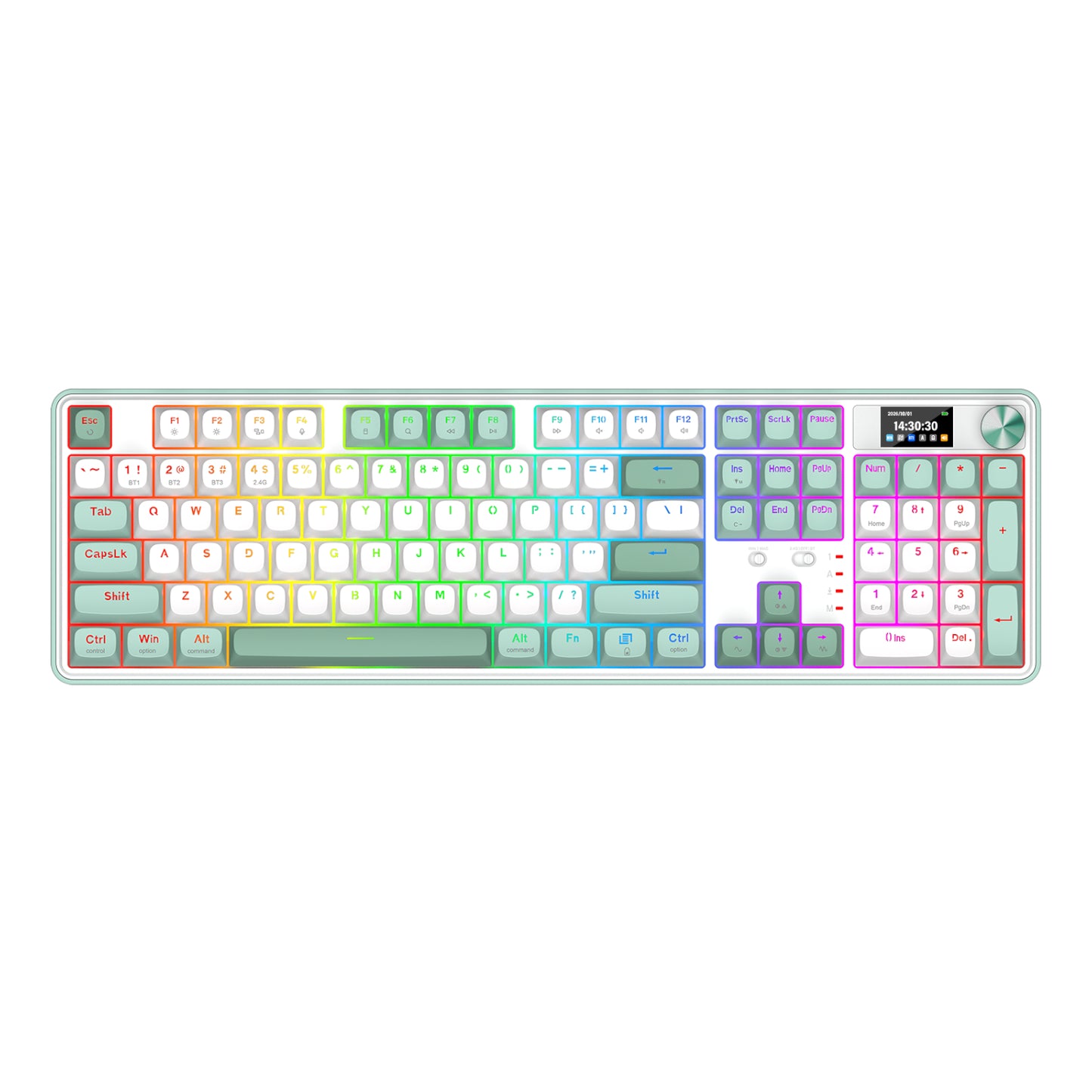 Redragon WYVERN K761 Pro Full-size RGB Wireless Mechanical Gaming Keyboard - White/Green - alternate product view 2