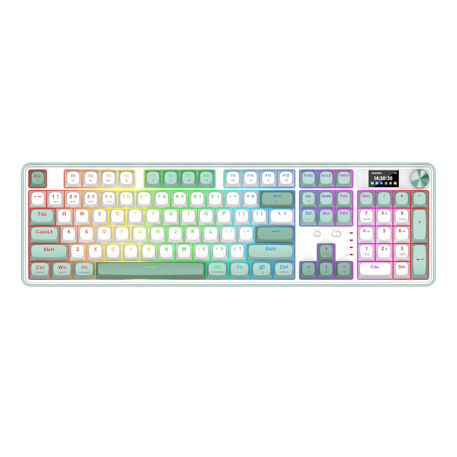 Redragon WYVERN K761 Pro Full-size RGB Wireless Mechanical Gaming Keyboard - White/Green - alternate product view 2