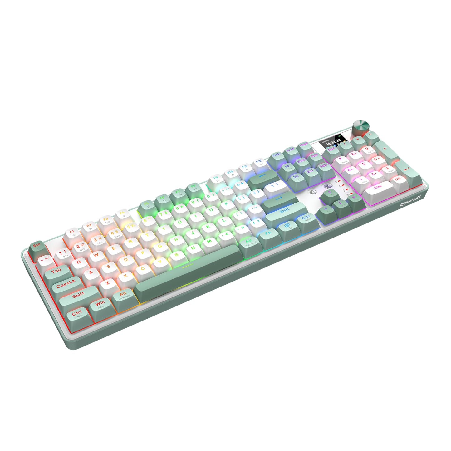 Redragon WYVERN K761 Pro Full-size RGB Wireless Mechanical Gaming Keyboard - White/Green - alternate product view 3