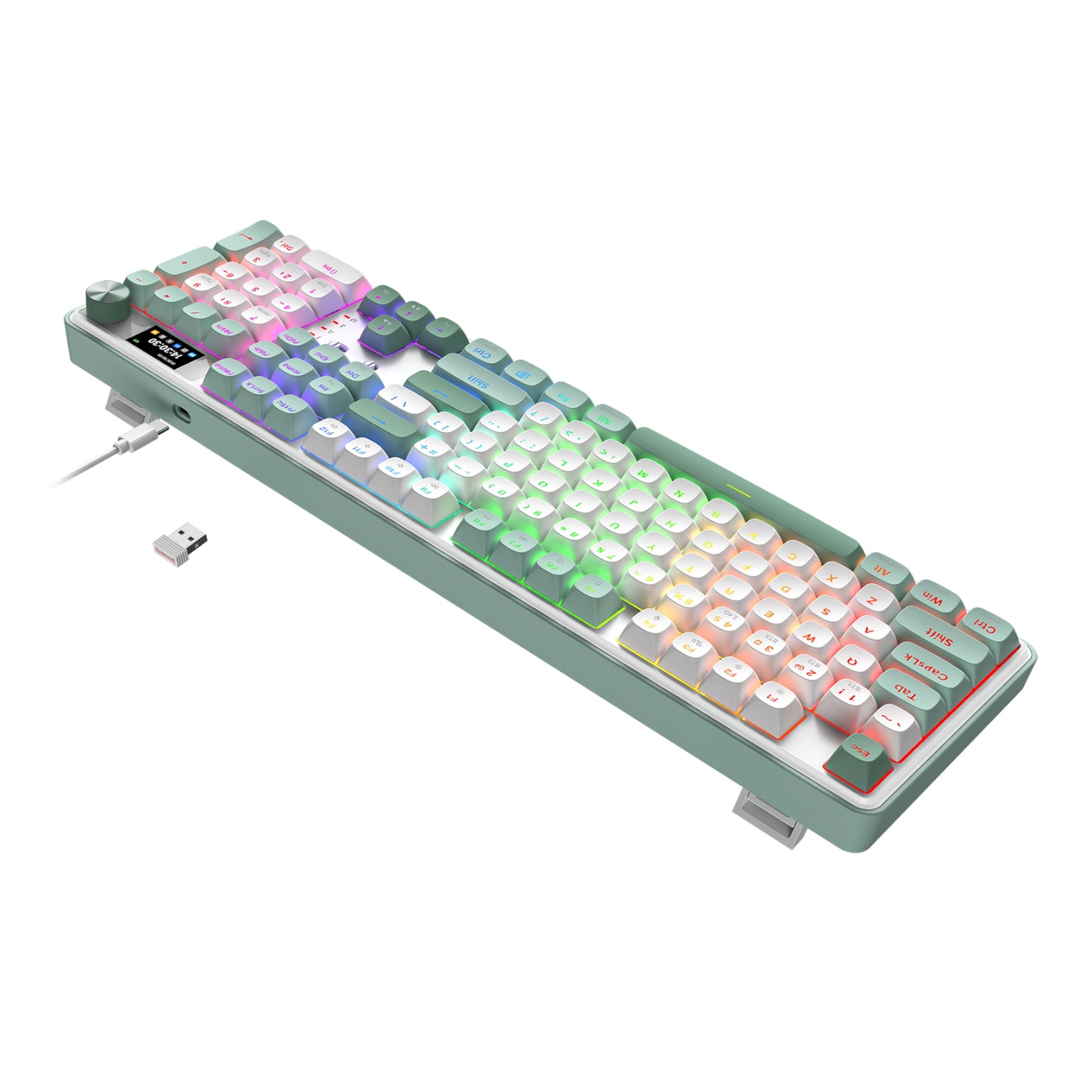Redragon WYVERN K761 Pro Full-size RGB Wireless Mechanical Gaming Keyboard - White/Green - alternate product view 4