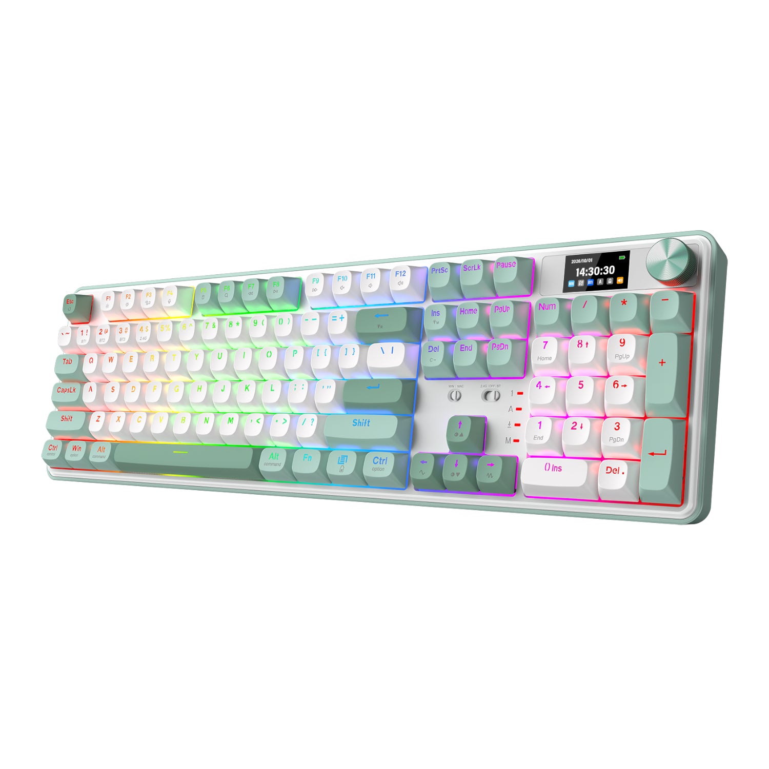 Redragon WYVERN K761 Pro Full-size RGB Wireless Mechanical Gaming Keyboard - White/Green - alternate product view 5