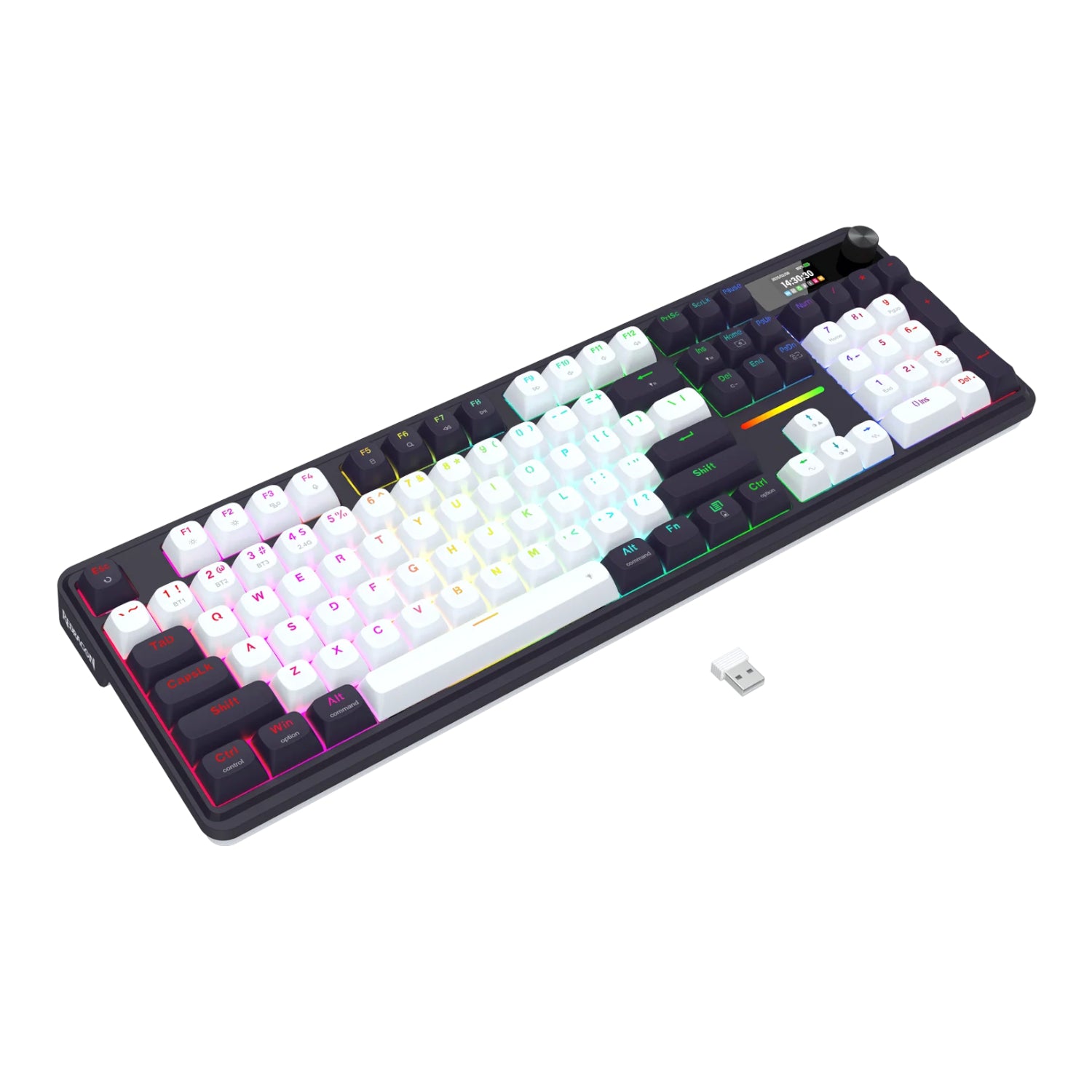 Redragon K762WB-RGB-PRO LCD Full-size Gasket Mechanical Keyboard - Black - alternate product view 2