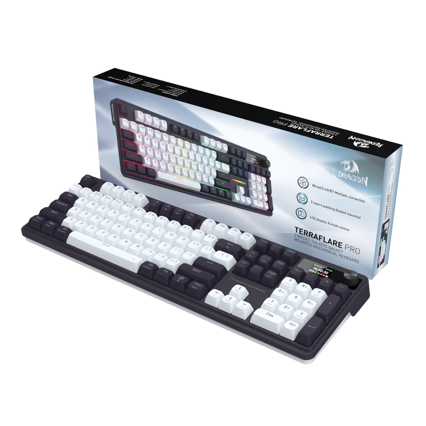 Redragon K762WB-RGB-PRO LCD Full-size Gasket Mechanical Keyboard - Black - alternate product view 5