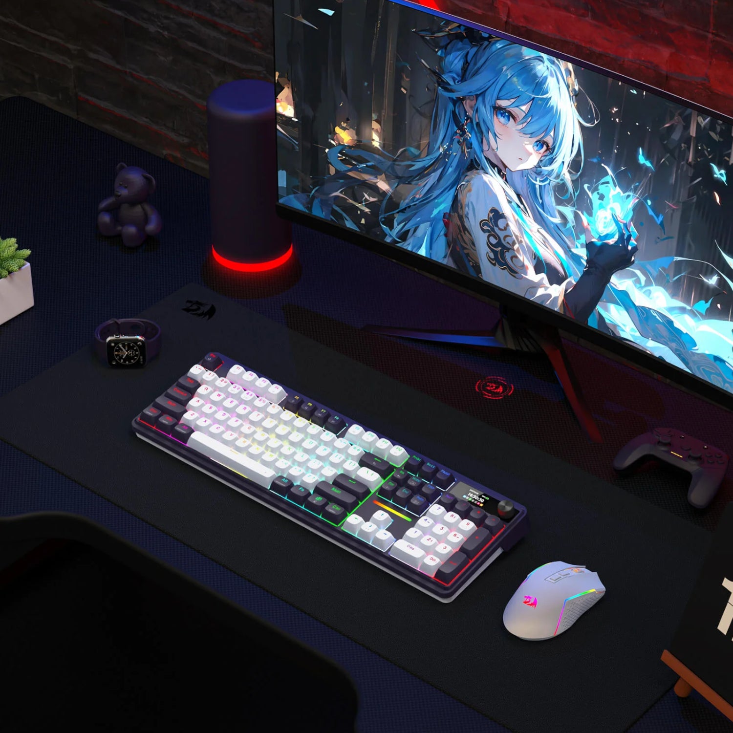 Redragon K762WB-RGB-PRO LCD Full-size Gasket Mechanical Keyboard - Black - alternate product view 6