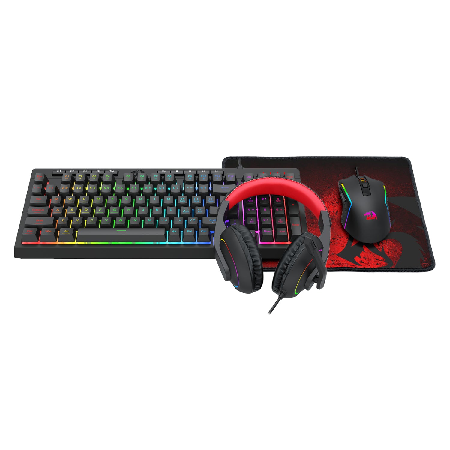 Redragon 4-in-1 Keyboard - Mouse - Mousepad - RGB Headset Gaming Combo - alternate product view 2