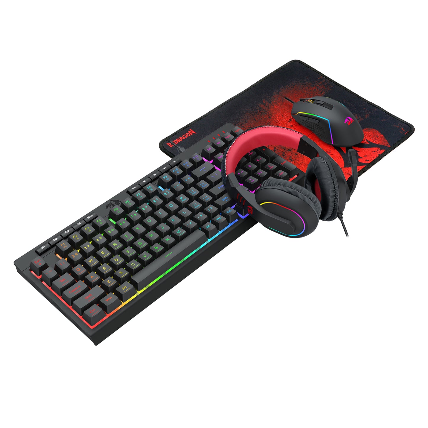 Redragon 4-in-1 Keyboard - Mouse - Mousepad - RGB Headset Gaming Combo - alternate product view 3