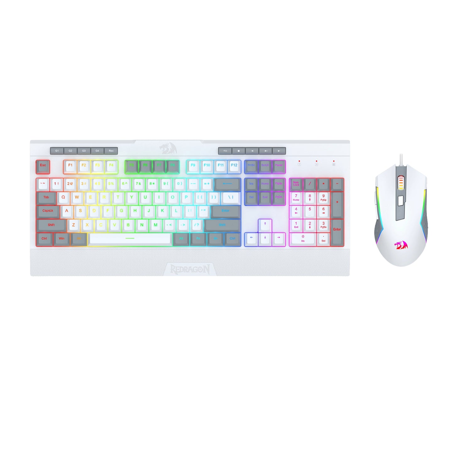 Redragon S151 Wired RGB Gaming Keyboard and Mouse Combo - White and Grey - alternate product view 2