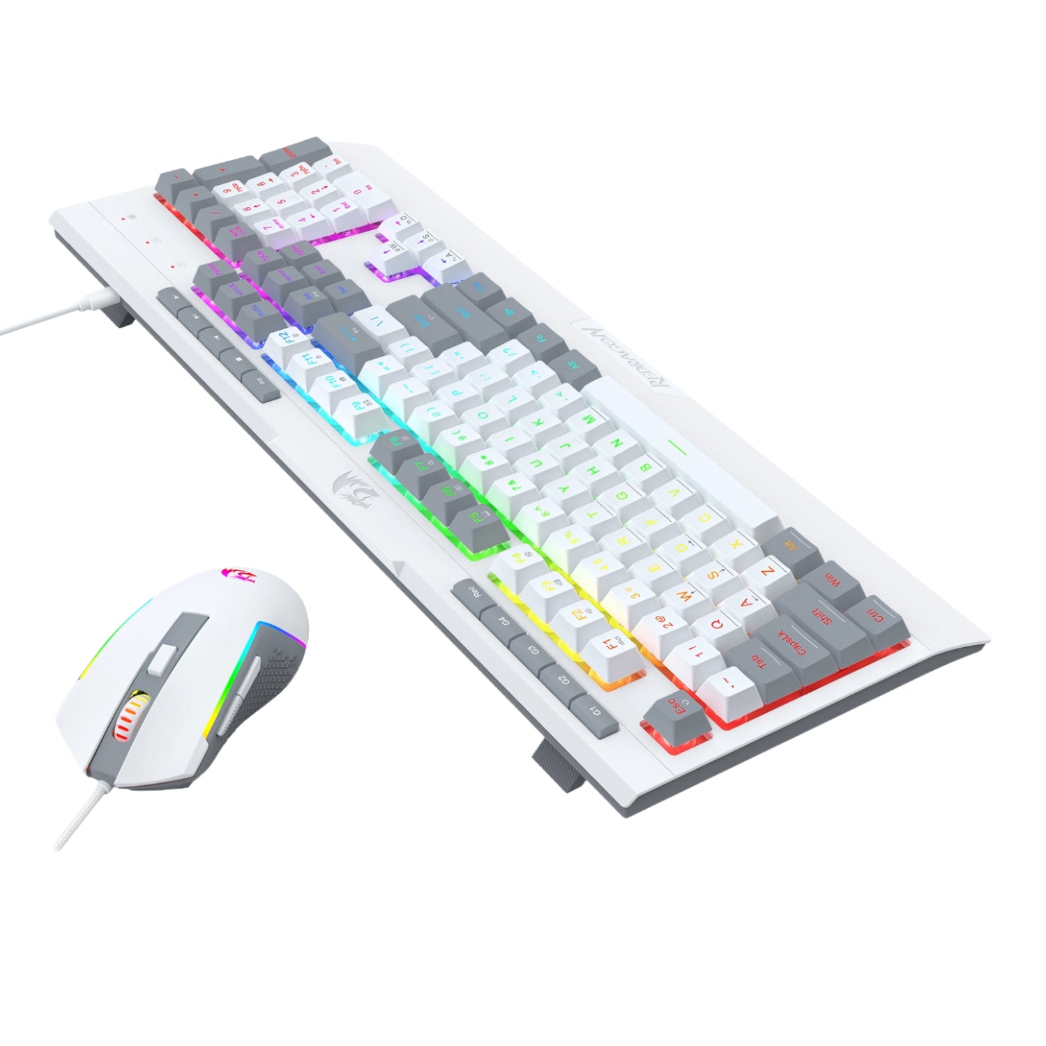 Redragon S151 Wired RGB Gaming Keyboard and Mouse Combo - White and Grey - alternate product view 3