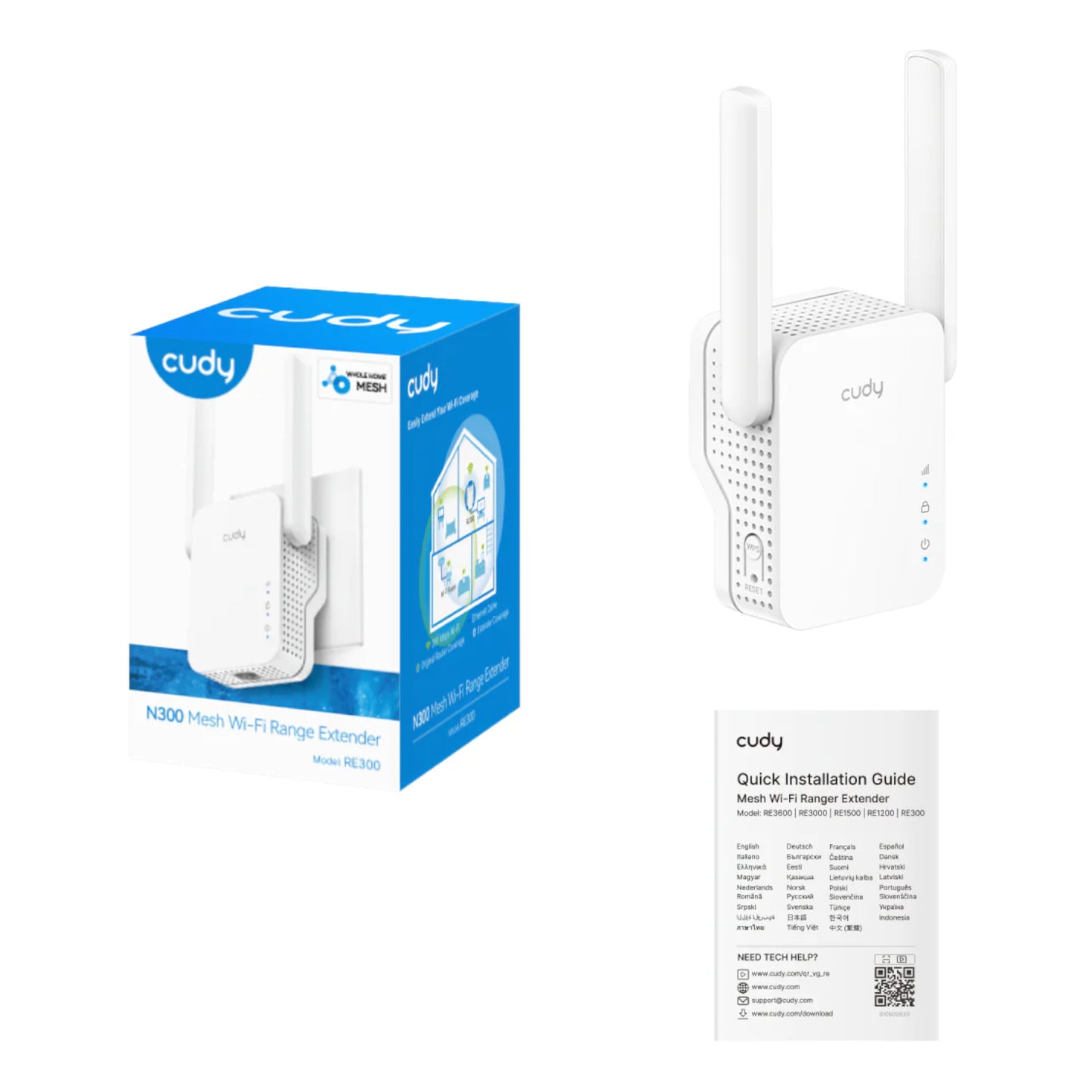 Cudy N300 Mesh Wi-Fi Range Extender - Wall Plug - alternate product view 4
