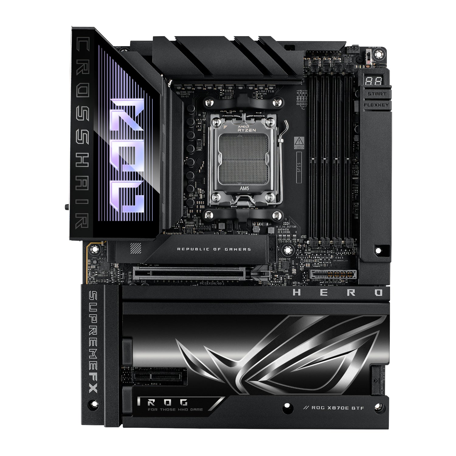 ASUS ROG CROSSHAIR X870E HERO BTF AMD AM5 ATX Gaming Motherboard - alternate product view 2
