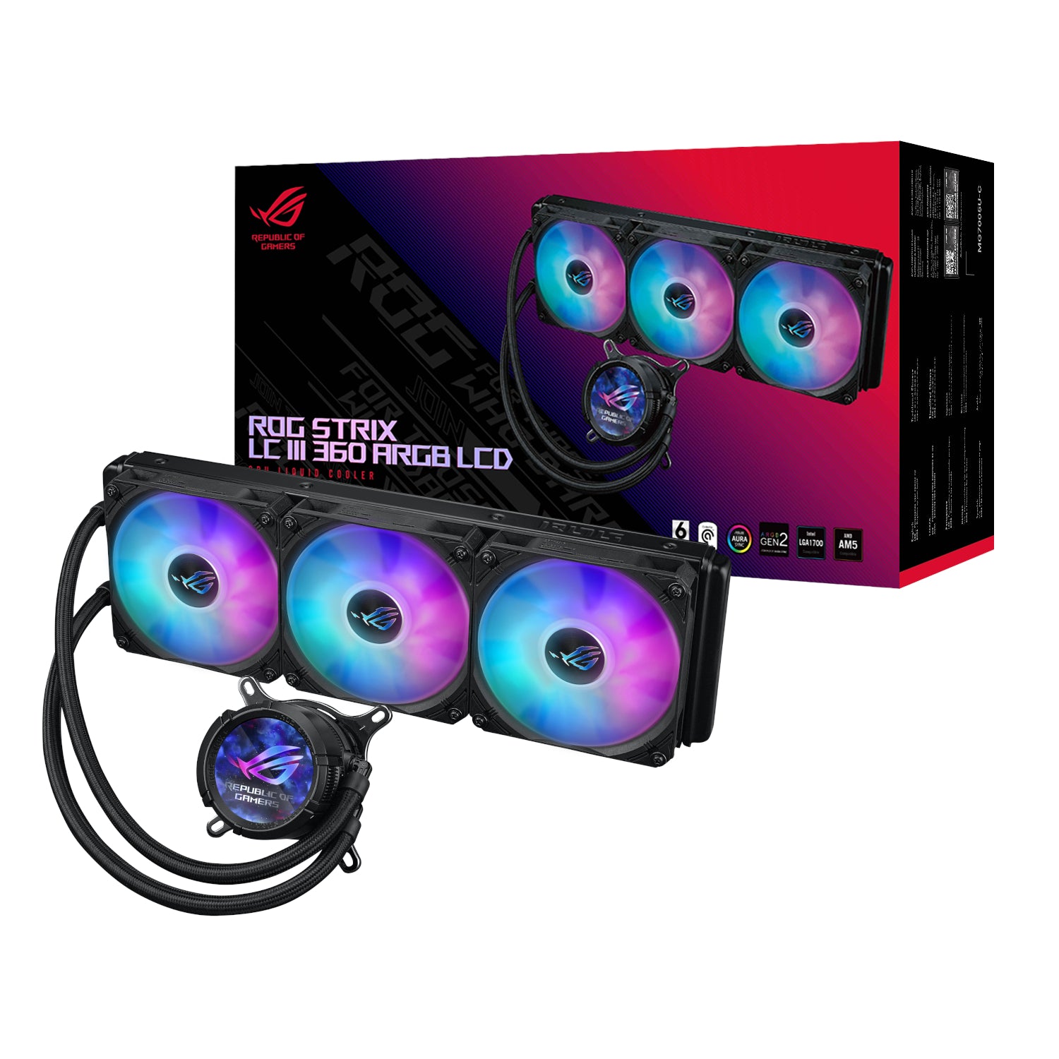 ASUS ROG STRIX LC III 360 ARGB LCD All-in-one CPU Liquid Cooler - Black