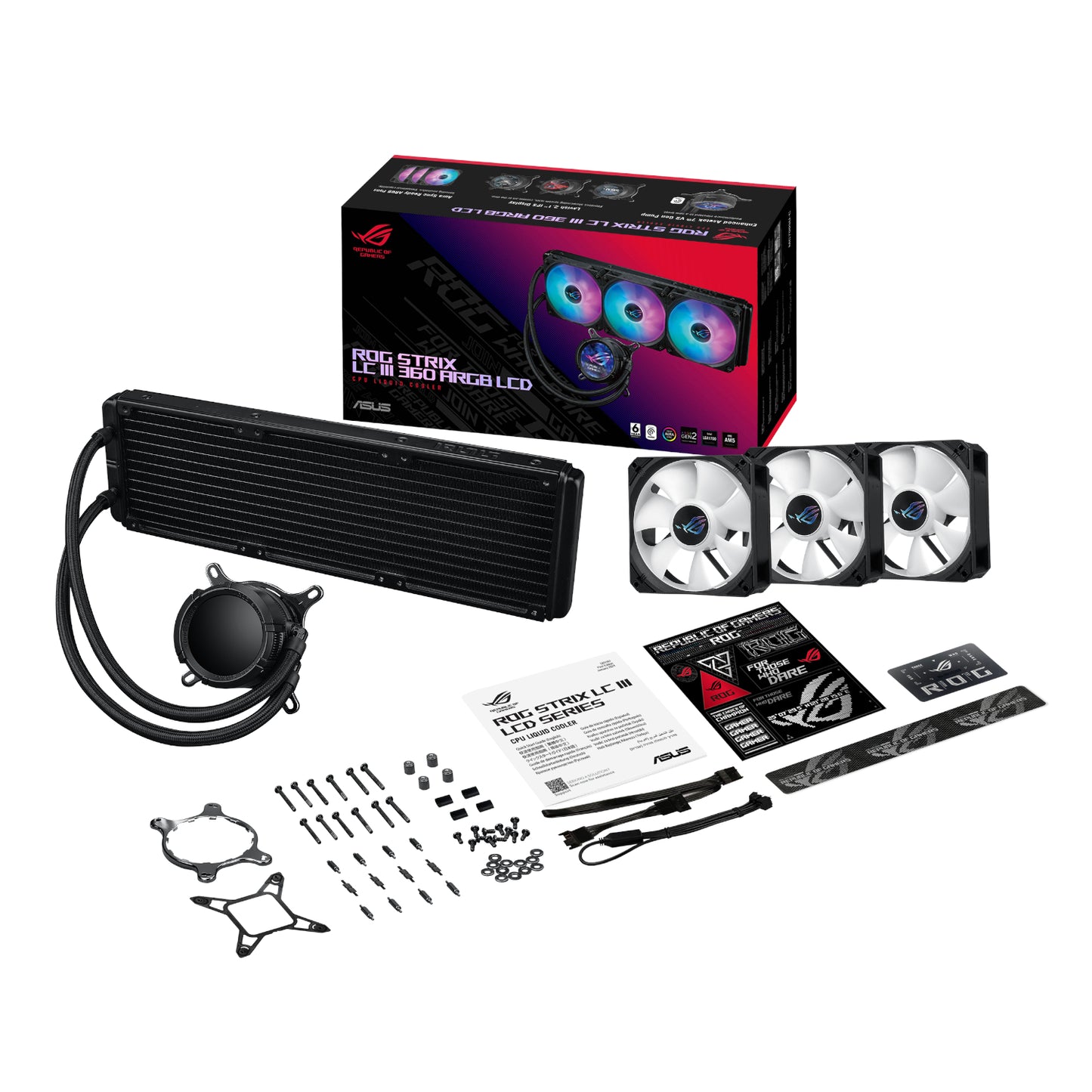 ASUS ROG STRIX LC III 360 ARGB LCD All-in-one CPU Liquid Cooler - Black - alternate product view 3