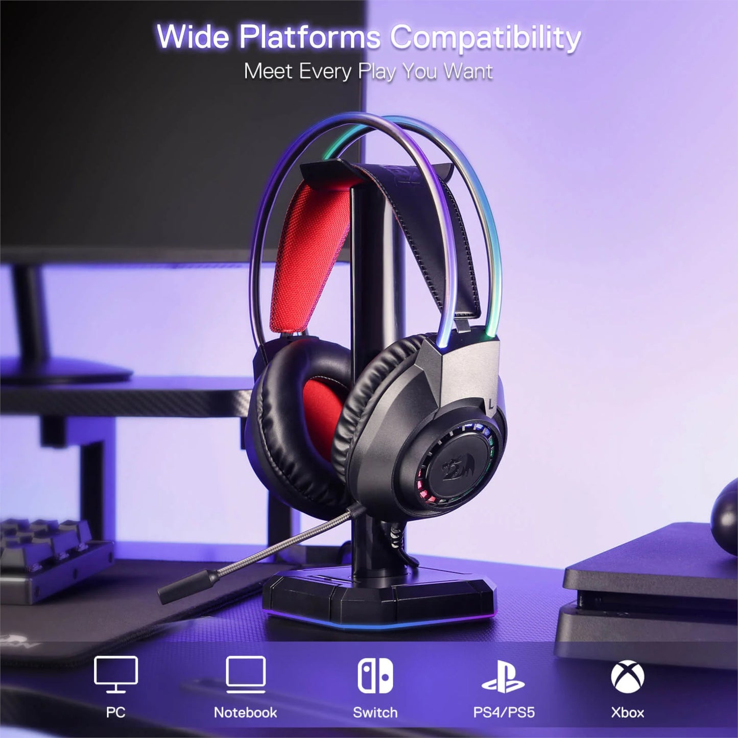 Redragon SCREAM Over-Ear RGB Gaming Headset - Black - alternate product view 2