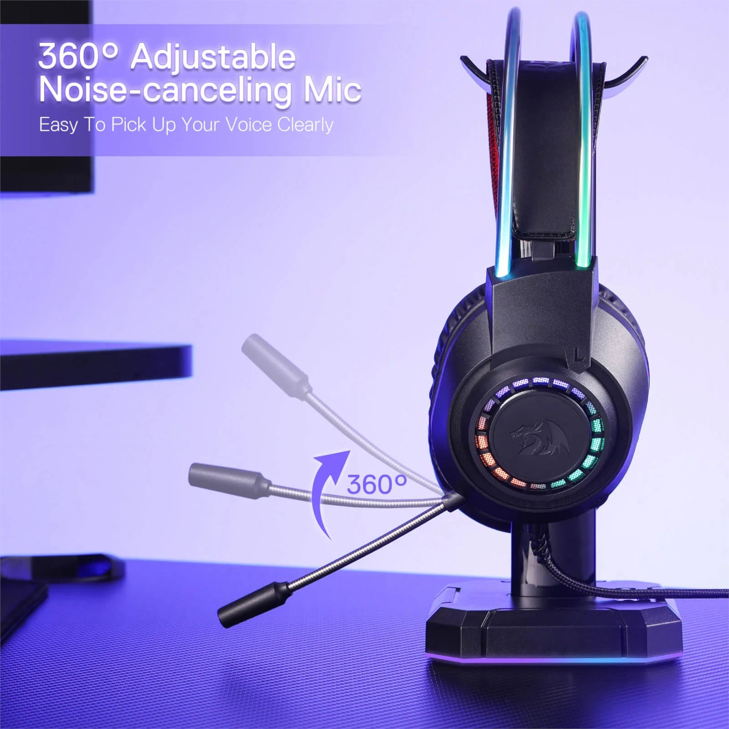 Redragon SCREAM Over-Ear RGB Gaming Headset - Black - alternate product view 3