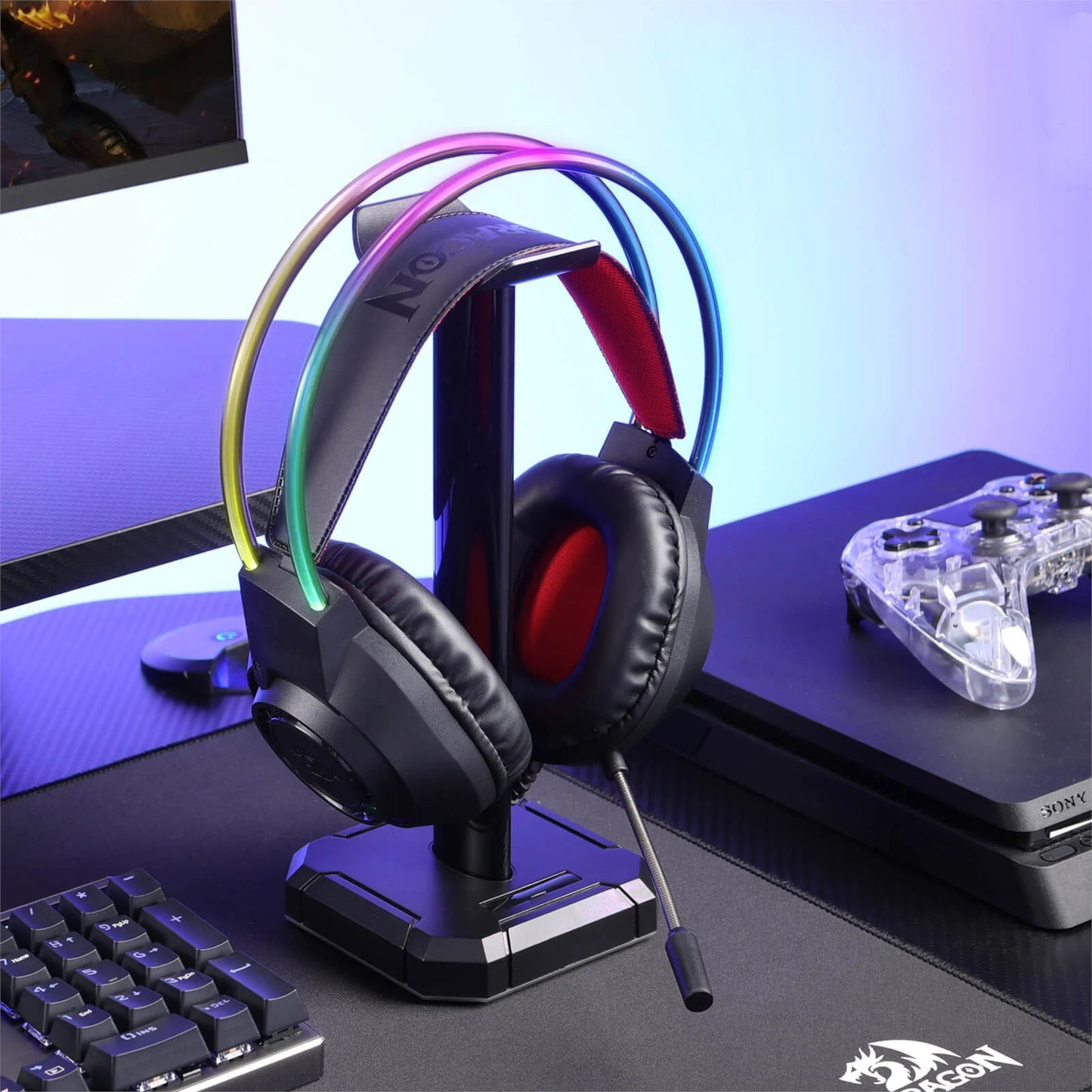 Redragon SCREAM Over-Ear RGB Gaming Headset - Black - alternate product view 4