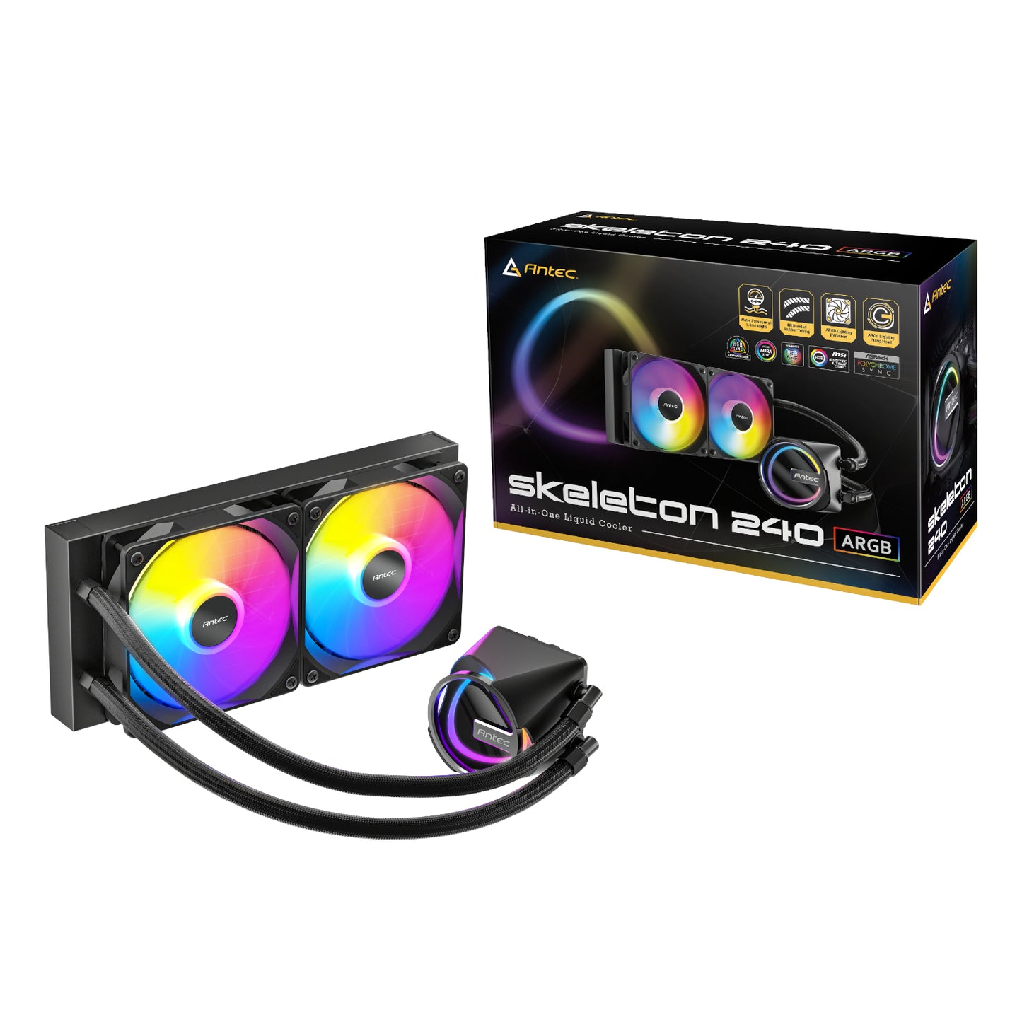 Antec Skeleton 240 ARGB CPU Liquid Cooler Black - alternate product view 6