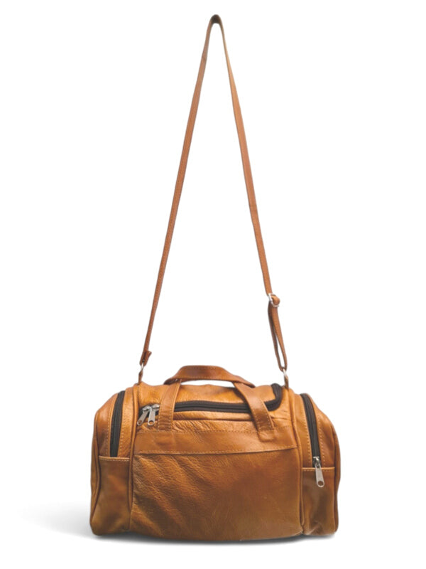 Leather Ladies Travel BAG - SMALL - TAN - ±32×21×18 Cm - Image 2