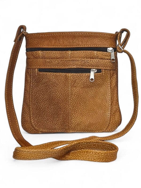 Leather SLING BAG - SMALL - Mottled TAN ±22×22×1.5 Cm