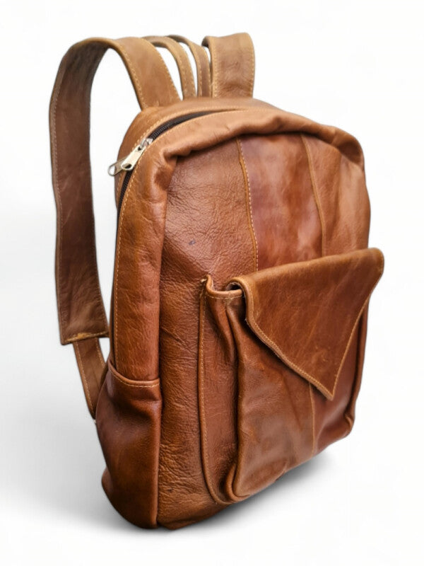 Leather Backpack - TAN - ±35×25×7 Cm