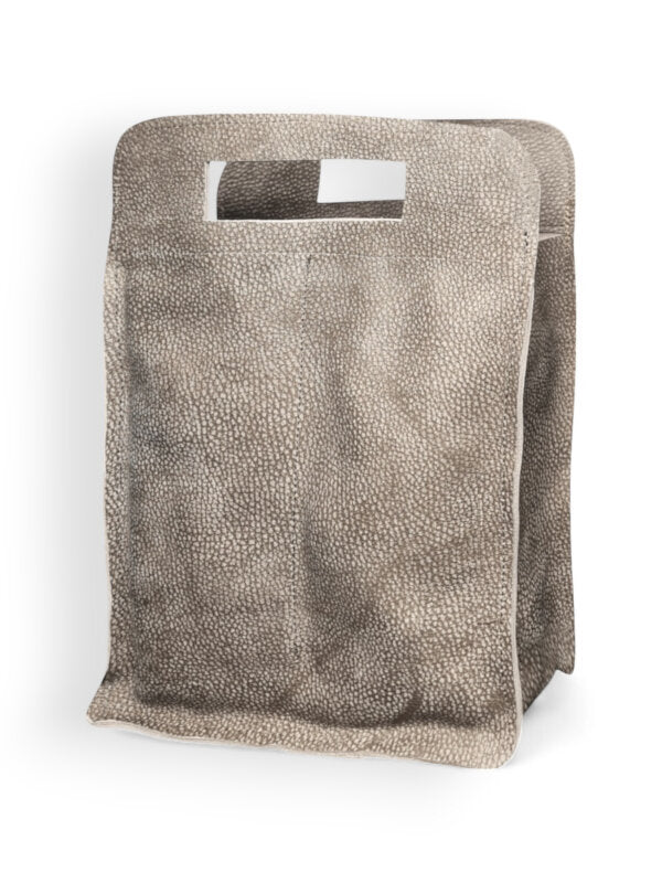 Leather WINE BAG - 2 Pockets - Mottled LIGHT BROWN ±35.5×24×10 Cm