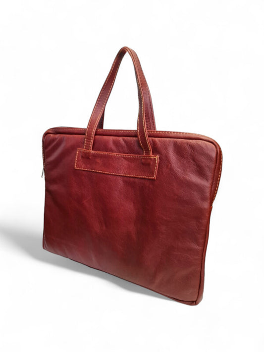 Leather Laptop BAG - RED BROWN - ±37×30 Cm