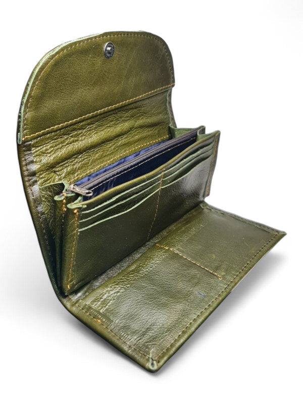 Leather Wallet - GREEN - ±21×10 Cm - Image 2