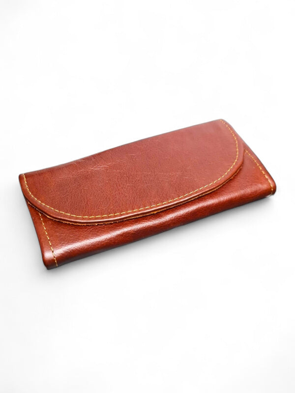 Leather Wallet - RED BROWN - ±10×21 Cm