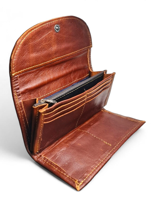 Leather Wallet - RED BROWN - ±10×21 Cm - Image 2