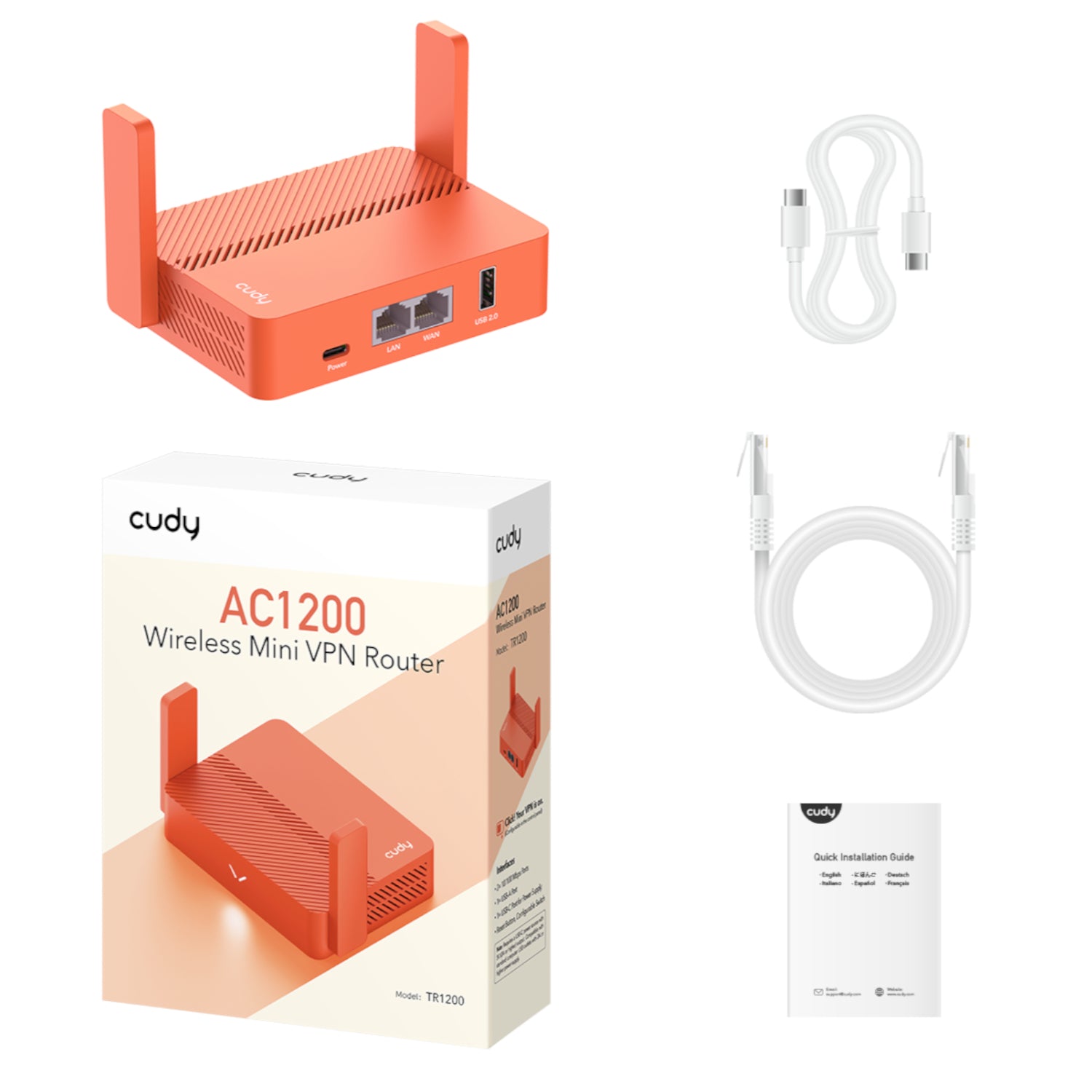 Cudy AC1200 Wi-Fi Mini VPN Router - Orange - alternate product view 5