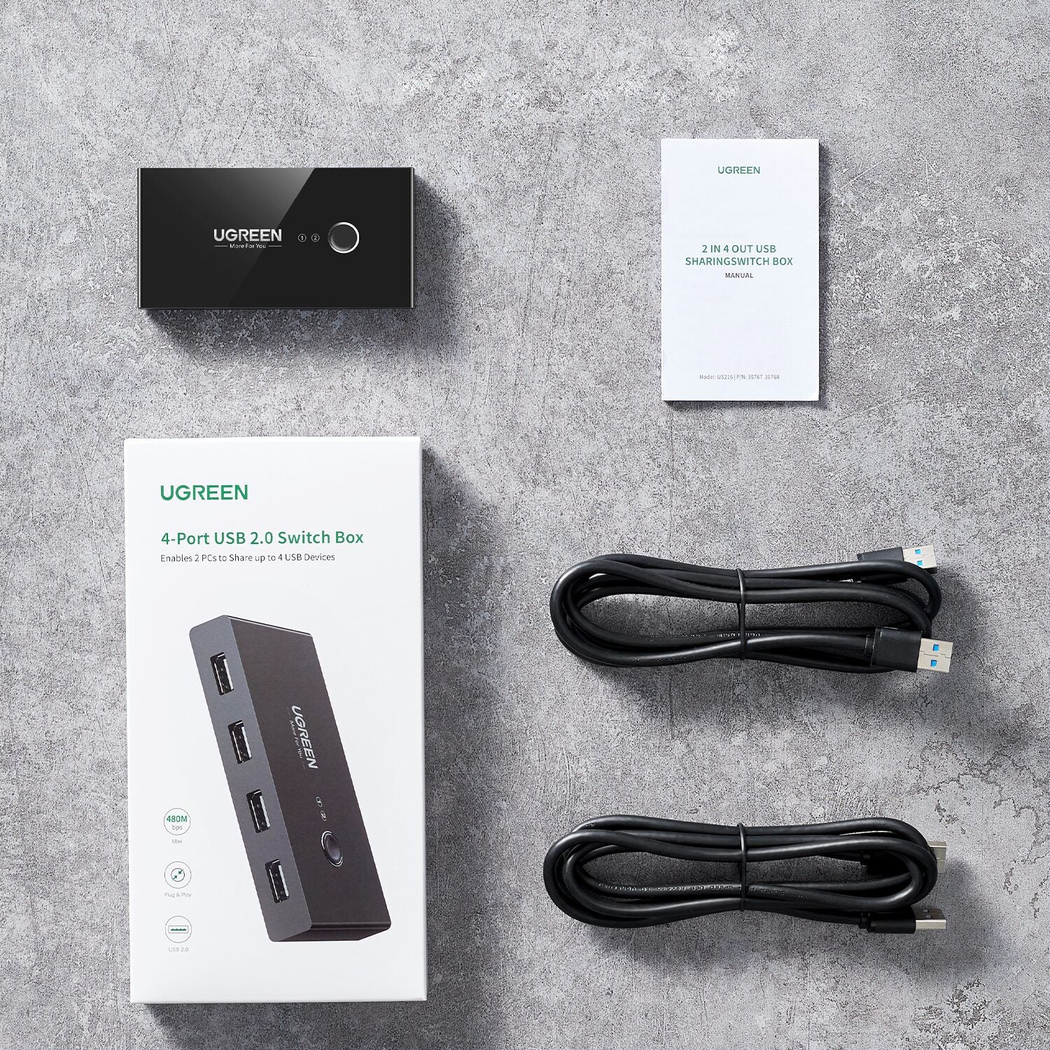 Ugreen USB 3.0 4-Port Switch Box, with 1.5m USB Cables - alternate product view 5