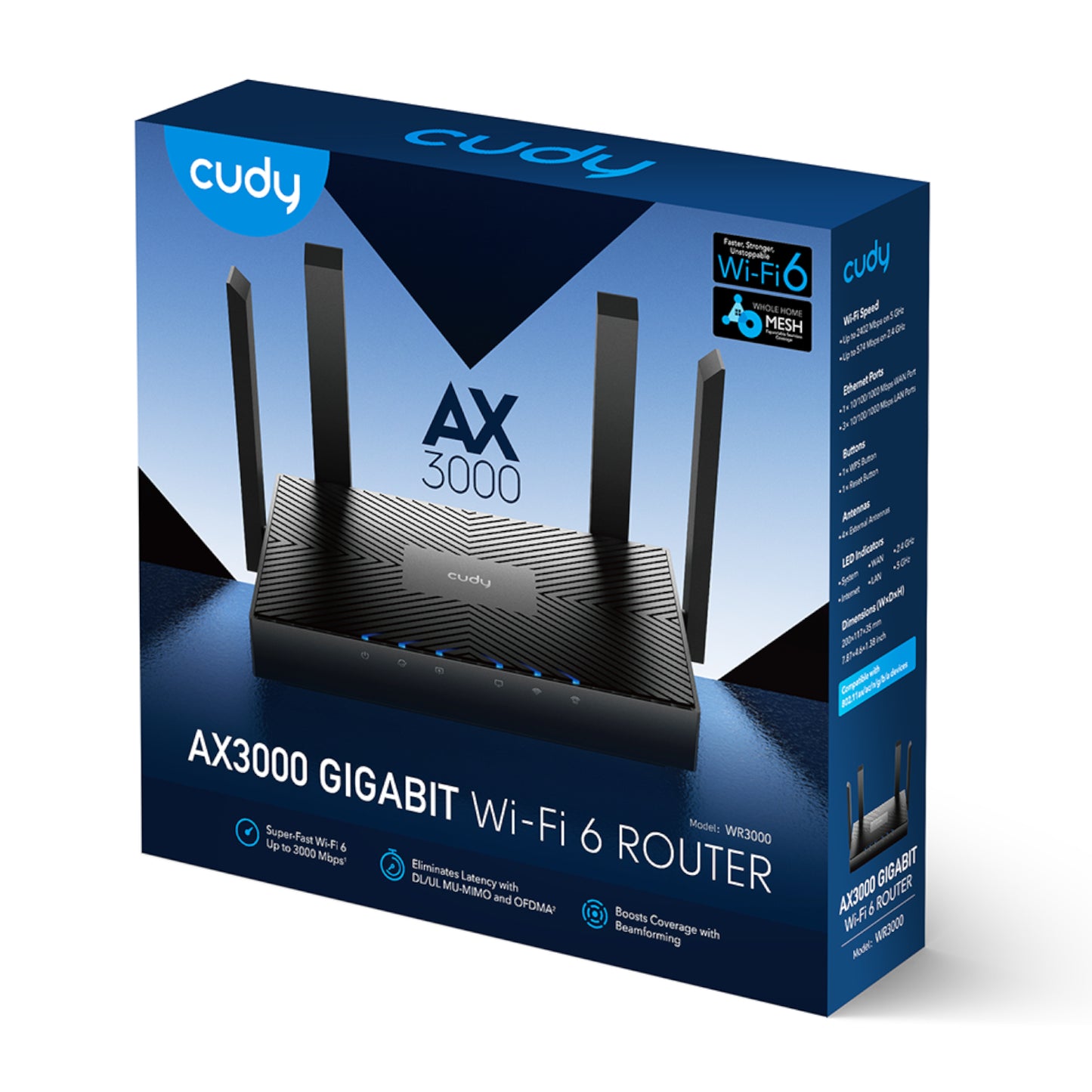Cudy AX3000 5-Port Gigabit Dual-Band Wi-Fi 6 Mesh Router – Black - alternate product view 5