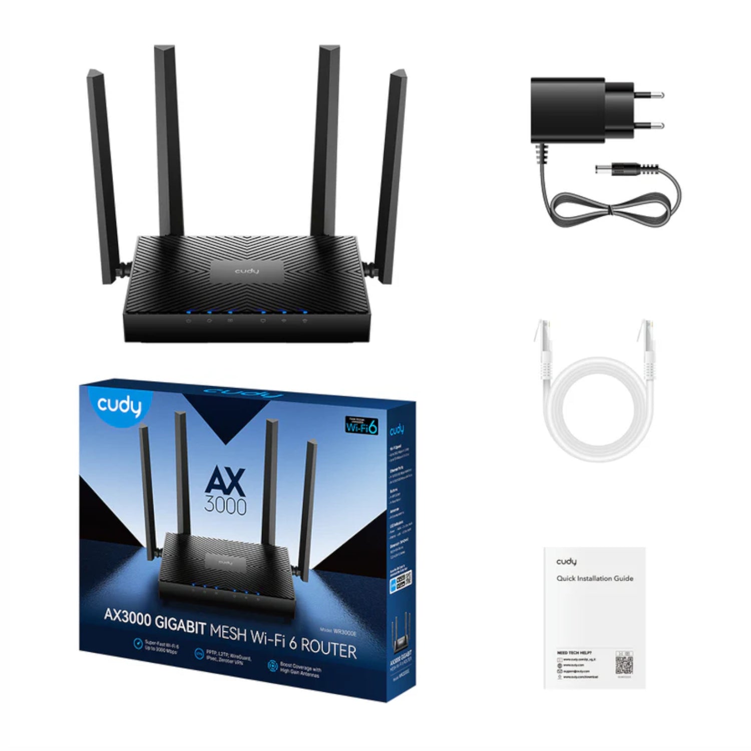 Cudy AX3000 5-Port Gigabit Dual-Band Wi-Fi 6 Mesh Router – Black - alternate product view 6