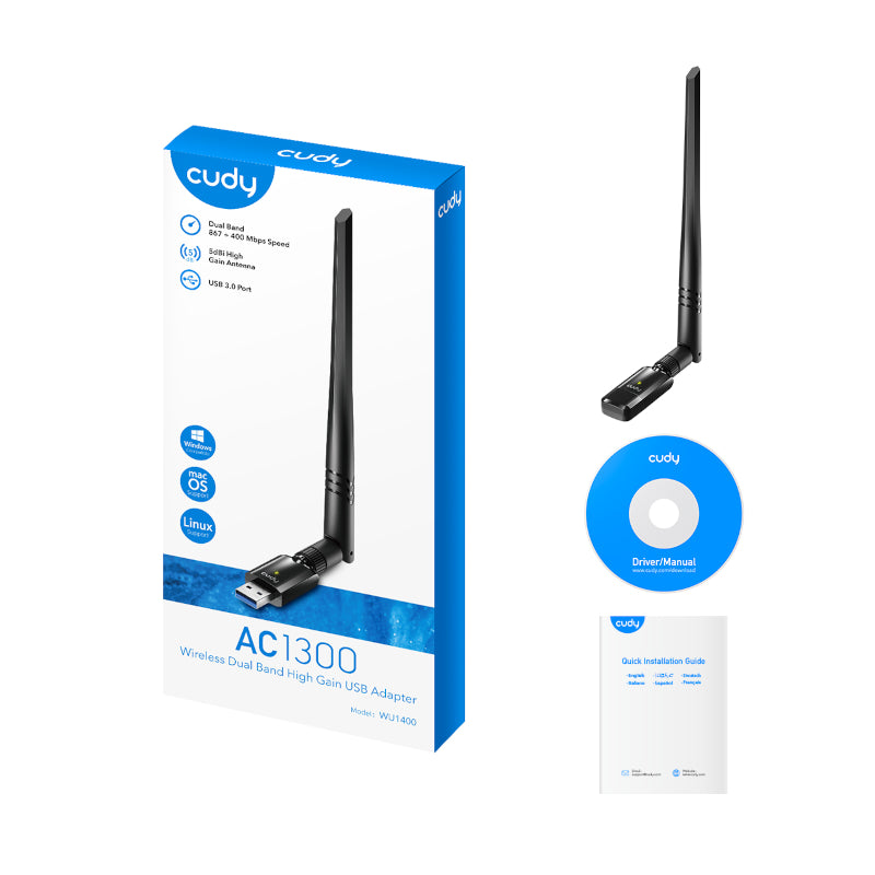 Cudy 1300Mbps High Gain WiFi USB3.0 Adapter with High Gain Antenna - alternate product view 2