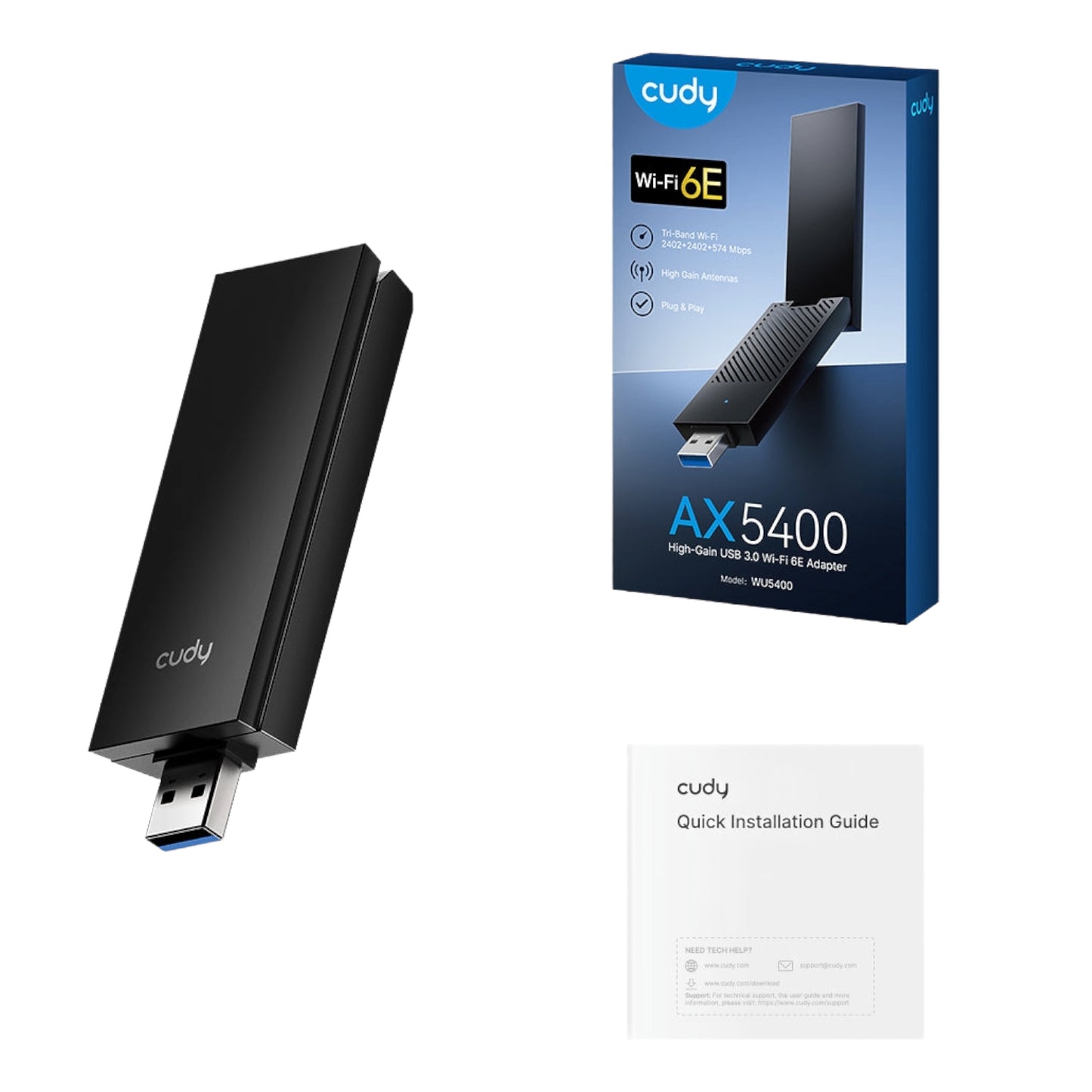 Cudy AX5400 Wi-Fi 6E USB 3.0 Tri-Band High-Gain Adapter-Black - alternate product view 5