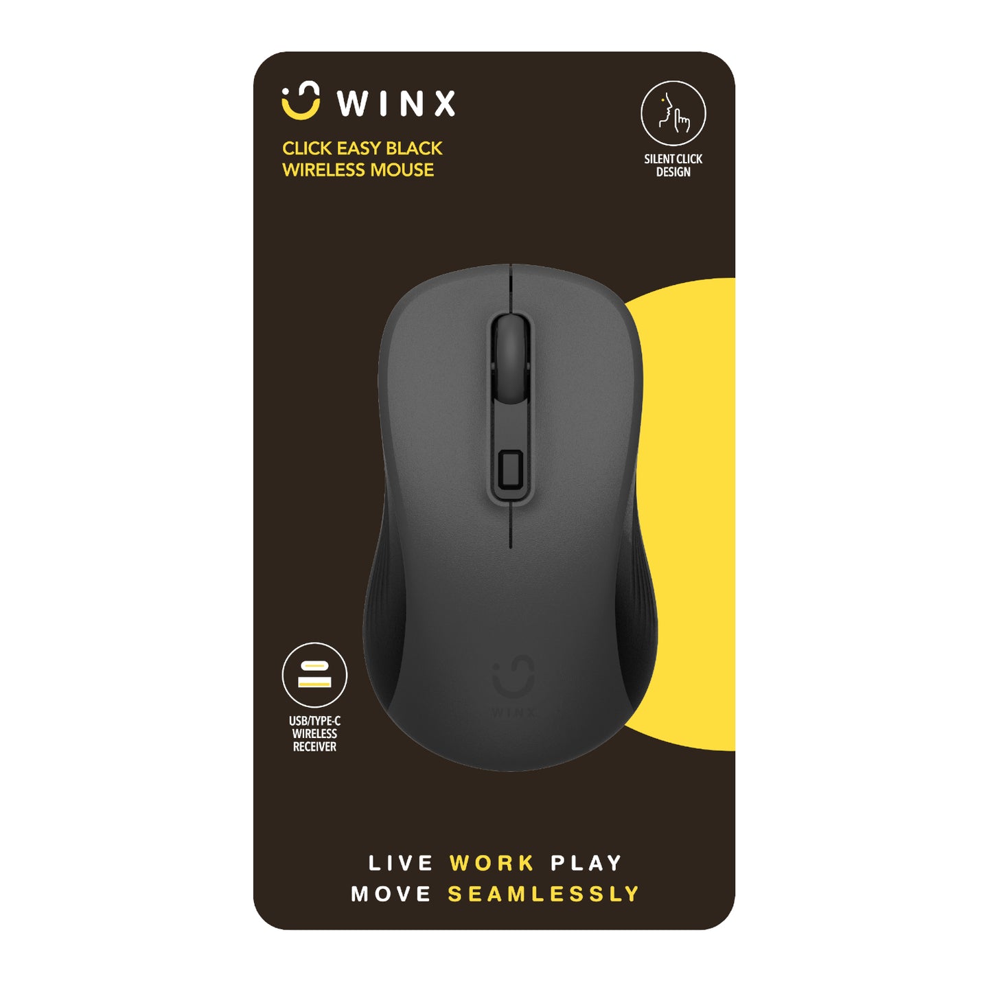 WINX CLICK Easy 1600DPI 2.4GHz Wireless Mouse - Black - alternate product view 3