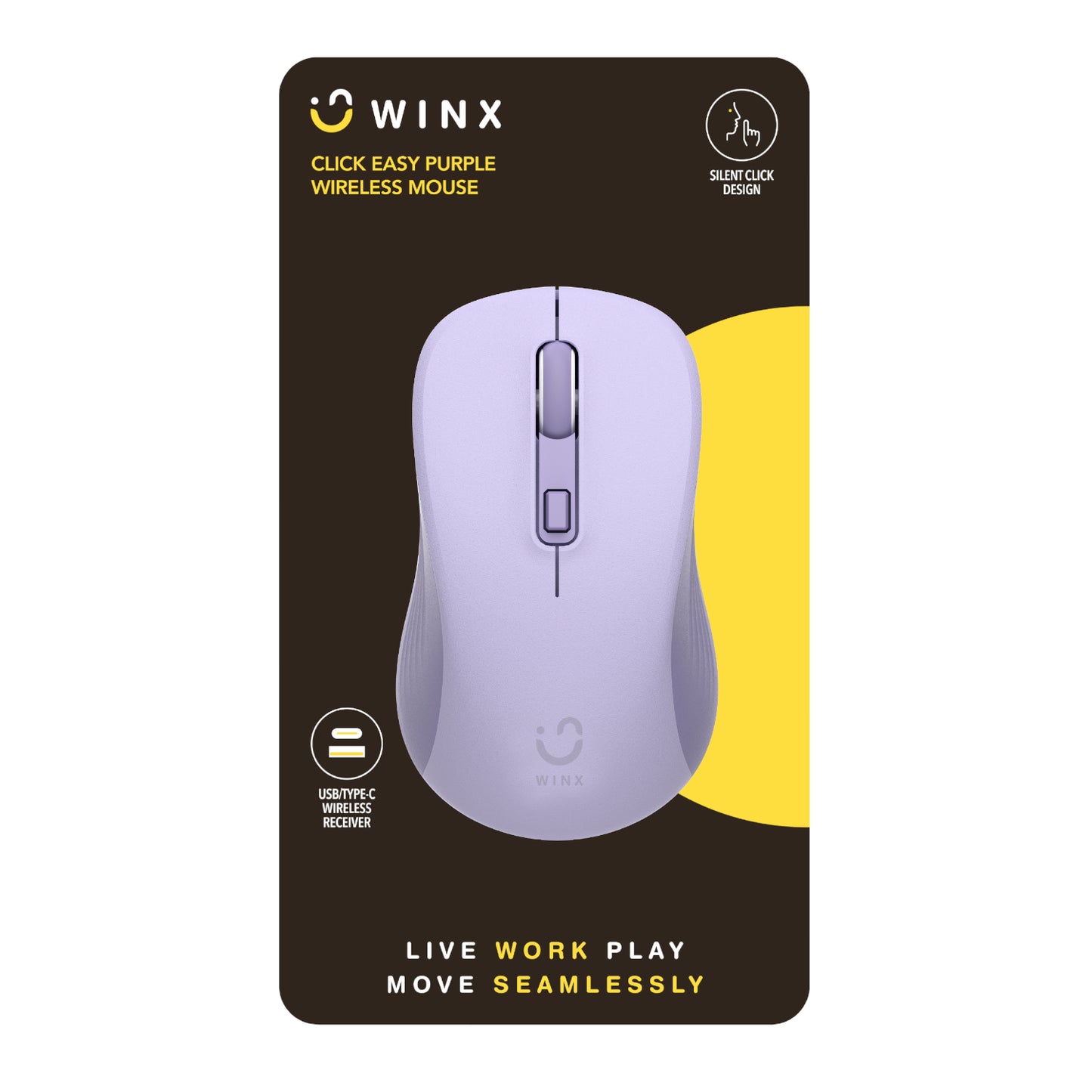 WINX CLICK Easy 1600DPI 2.4GHz Wireless Mouse - Purple - alternate product view 3