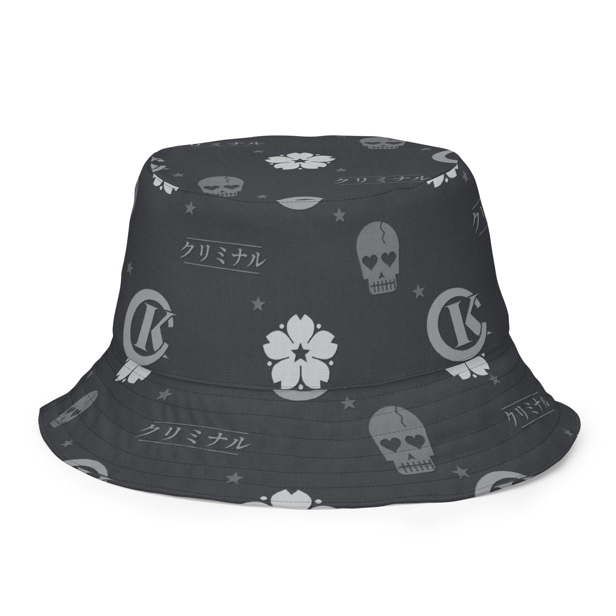 Kriminal "Grey Monogram" Reversible Bucket Hat – product view 8