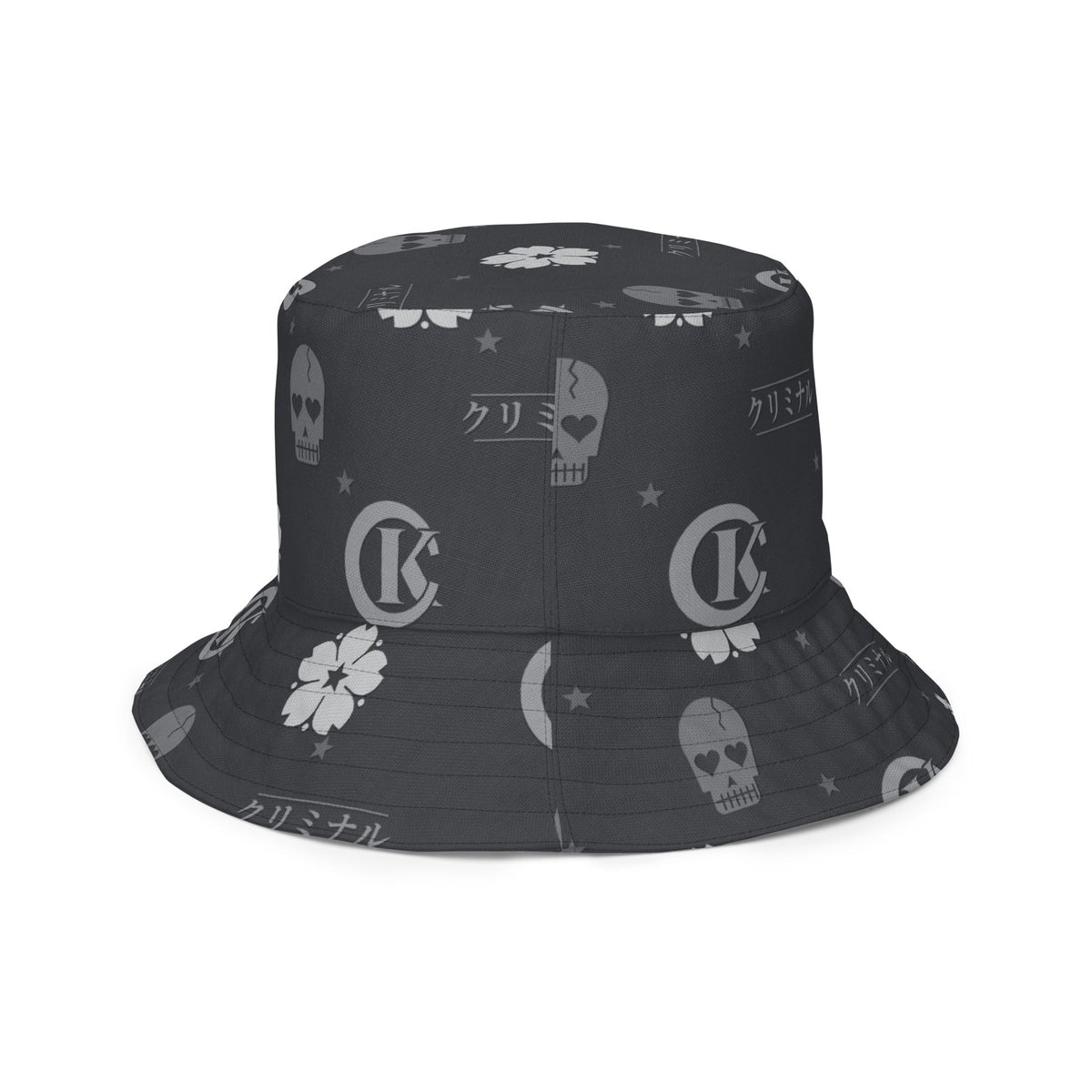 Kriminal "Grey Monogram" Reversible Bucket Hat – product view 6