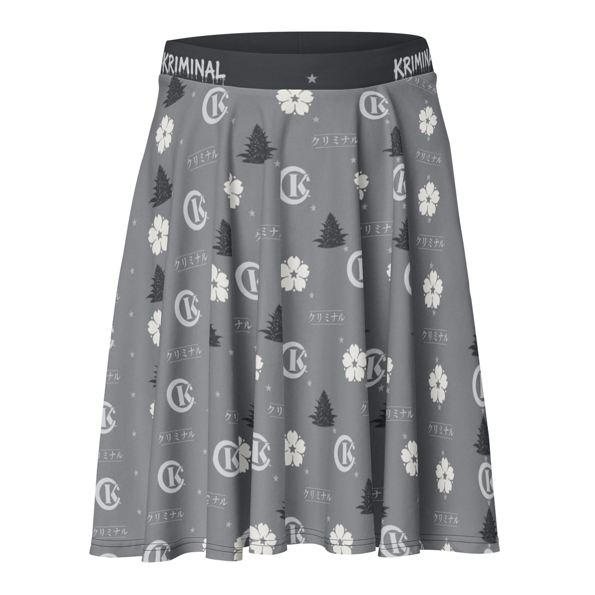 Kriminal "Grey Monogram" Skater Skirt – product view 1