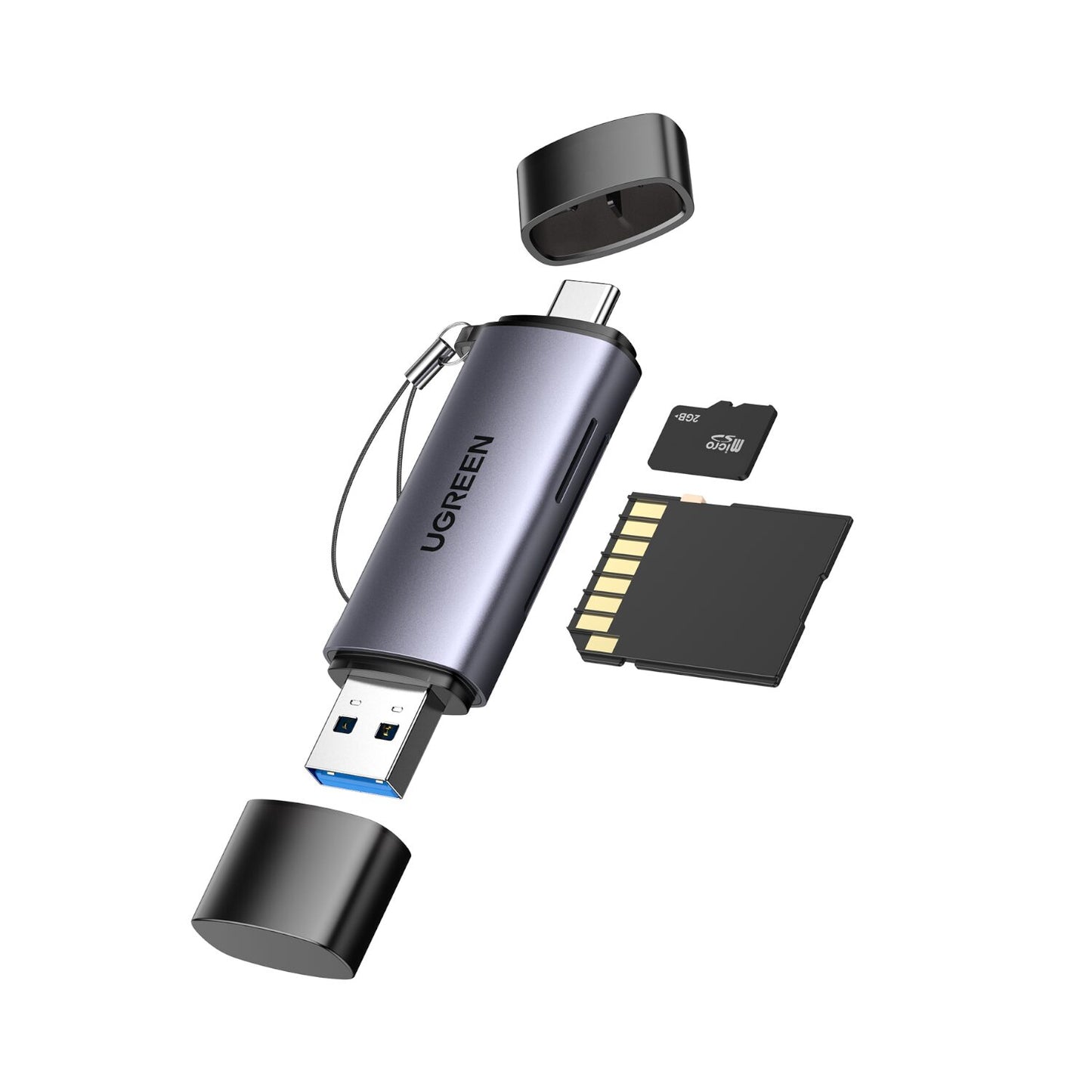 Ugreen CM185-50706 2-in-1 OTG Card Reader - Type-C - USB-A - Silver - alternate product view 2