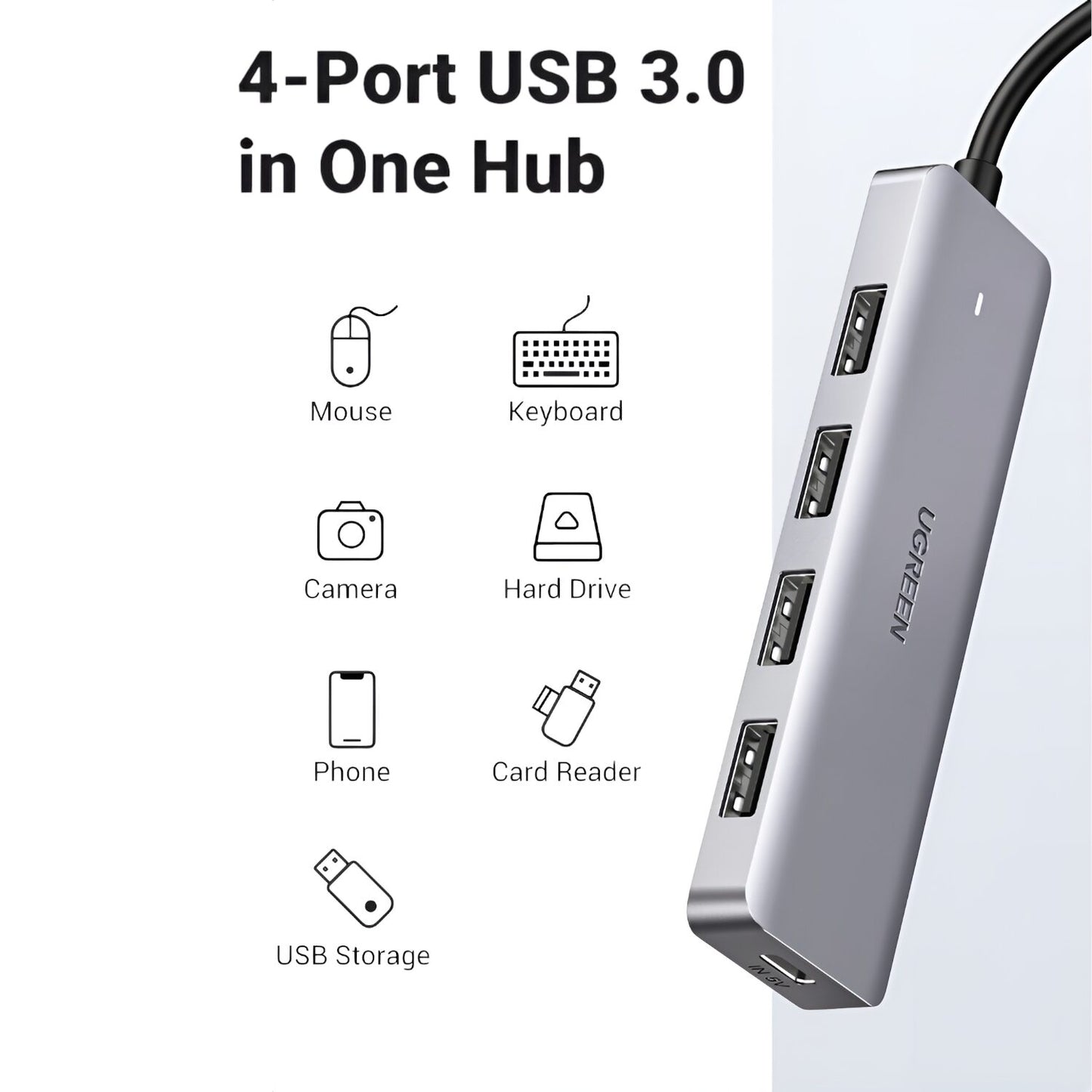 Ugreen 4-in-1 Type-C Hub - USB 3.0 - Type-C - alternate product view 3