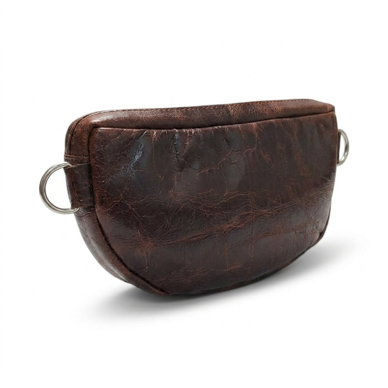 Leather Adjustable Crossbody SLING BAG - BROWN - ±14×25×5 Cm - Image 2