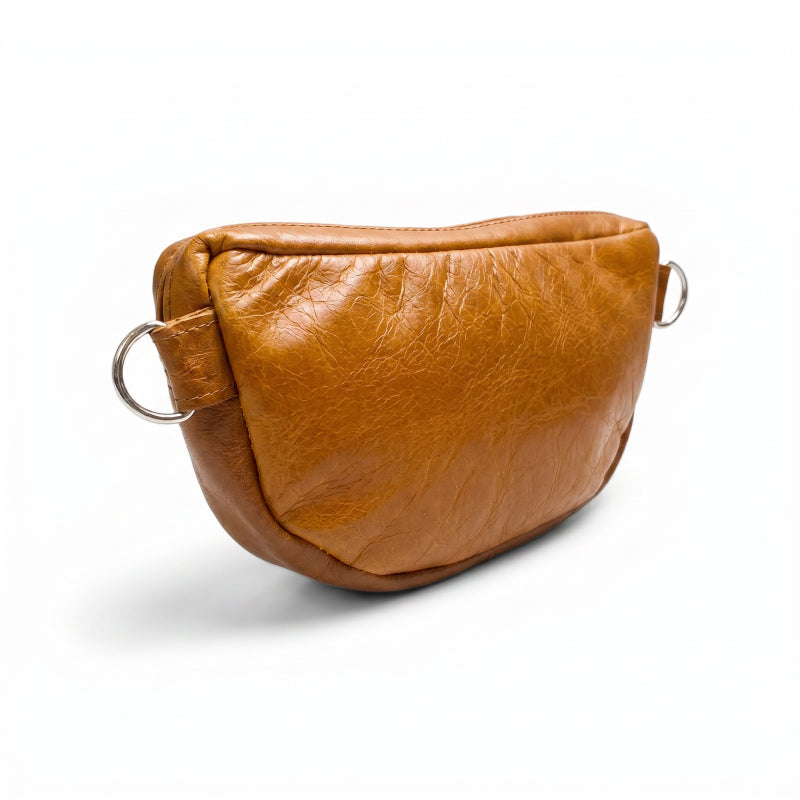 Leather Adjustable Crossbody SLING BAG - TAN - ±14×25×5 Cm - Image 2