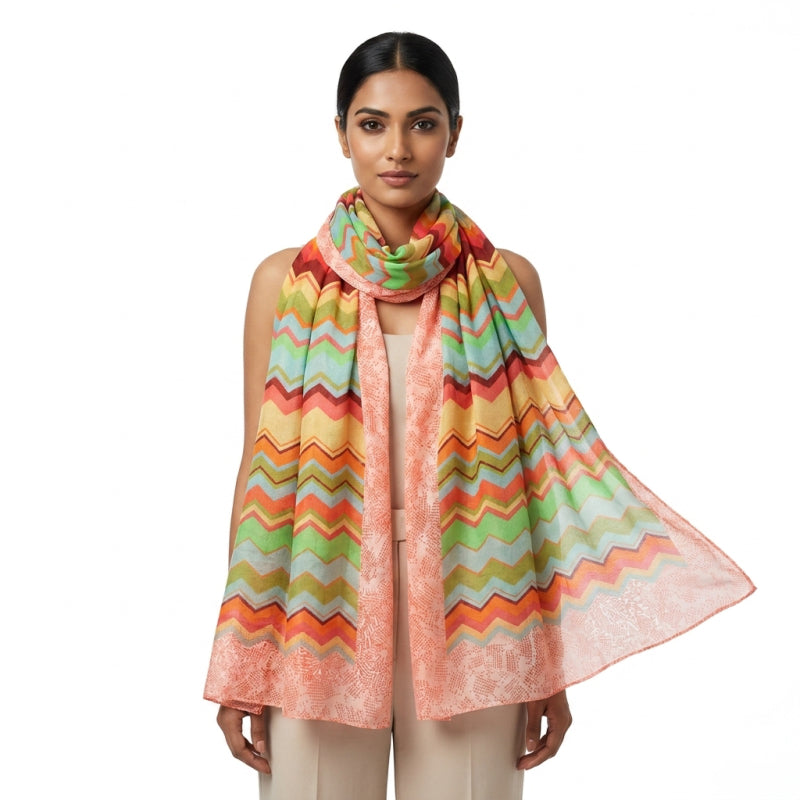 Scarf Chevron - Coral, +/ - 180x90 cm