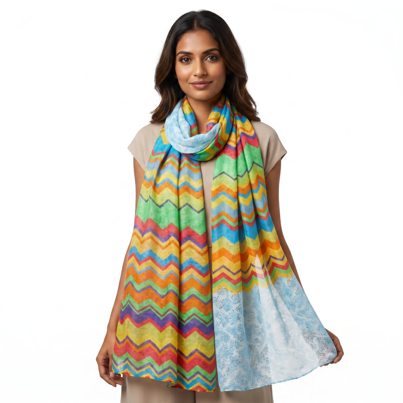 Scarf Chevron - Blue, +/ - 180x90 cm