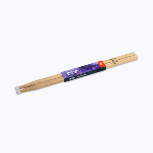 On Stage HN5A Hickory Drum Sticks (5A. Nylon Tip. 1pr)