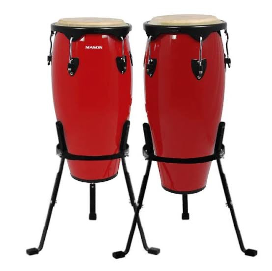 MASON 10+11 INCH FIBERGLASS CONGA SET RED